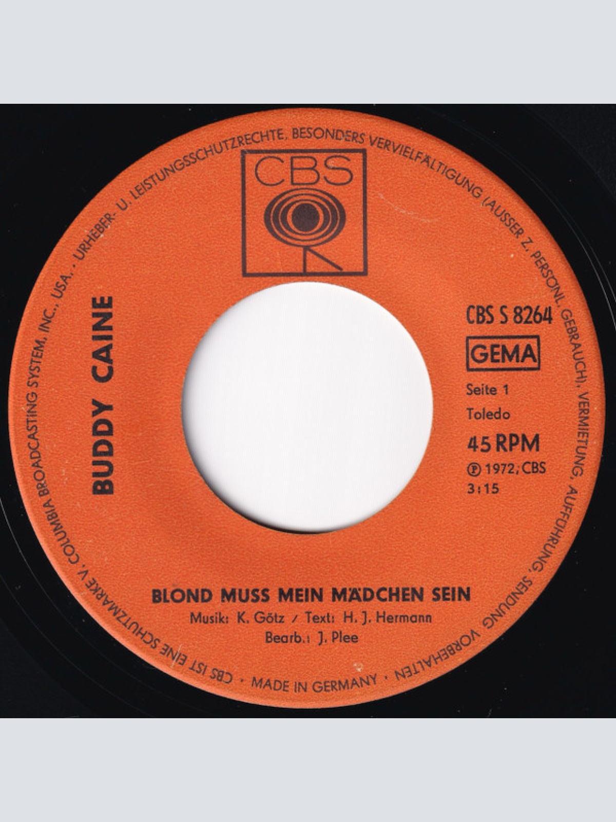 Vinyl / Buddy Caine - Blond Muß Mein Mädchen Sein
