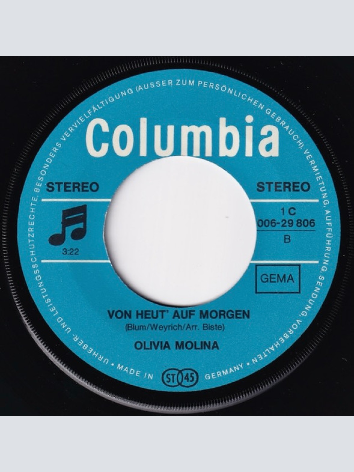 Vinyl / Olivia Molina - Wo Und Wann