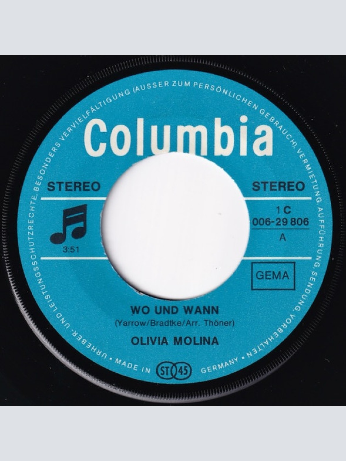 Vinyl / Olivia Molina - Wo Und Wann