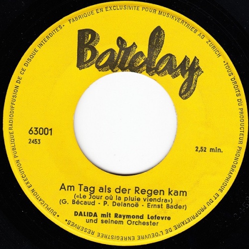 Vinyl / Dalida - Am Tag Als Der Regen Kam / Melodie Aus Alter Zeit