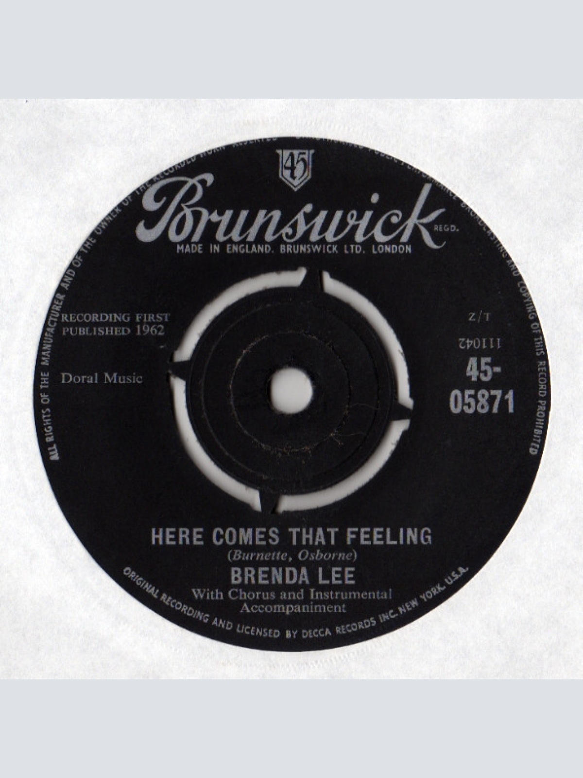 Vinyl / Brenda Lee - Here Comes That Feeling