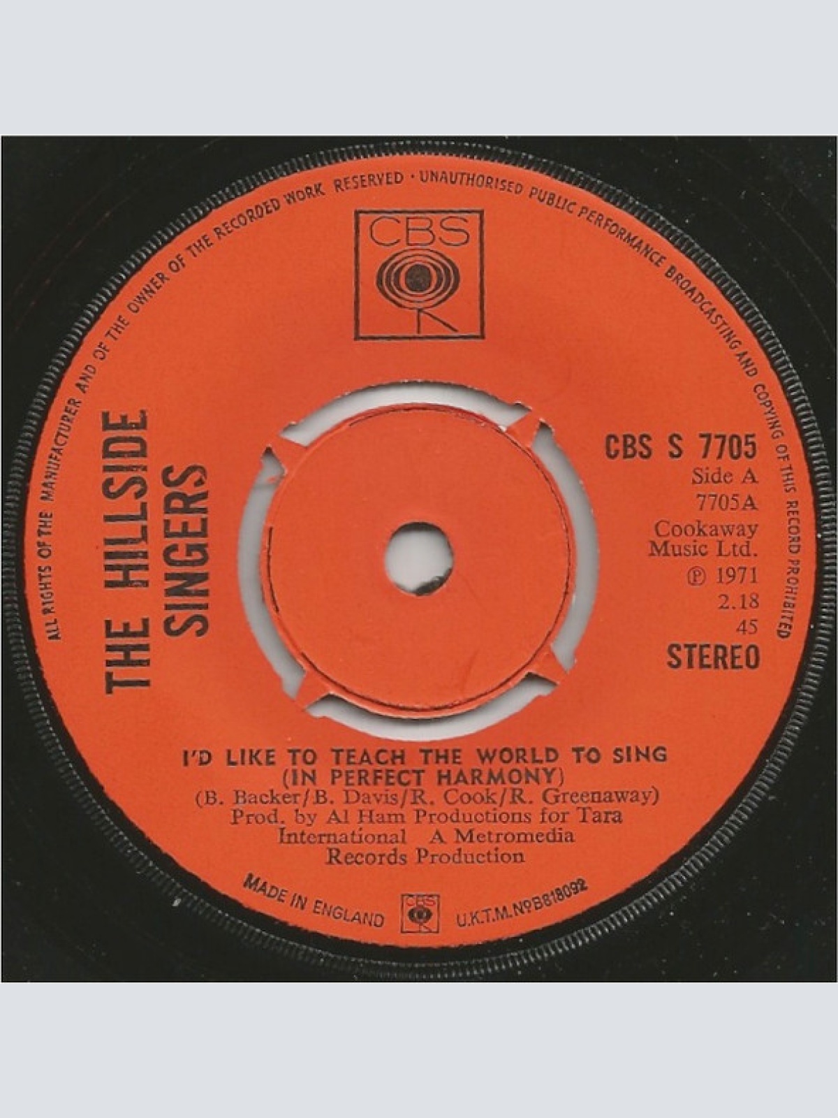 Vinyl / The Hillside Singers - I'd Like To Teach The World To Sing (In Perfect Harmony)