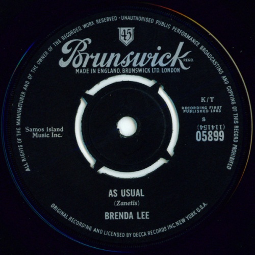 Vinyl / Brenda Lee - As Usual / Lonely Lonely Lonely Me