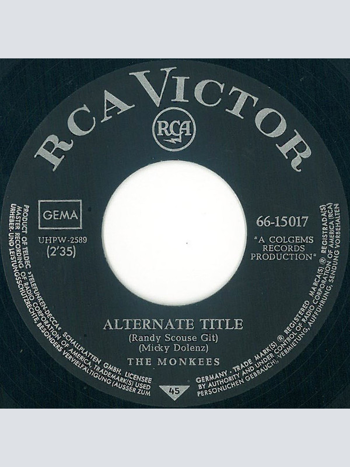 Vinyl / The Monkees - Alternate Title / Forget That Girl