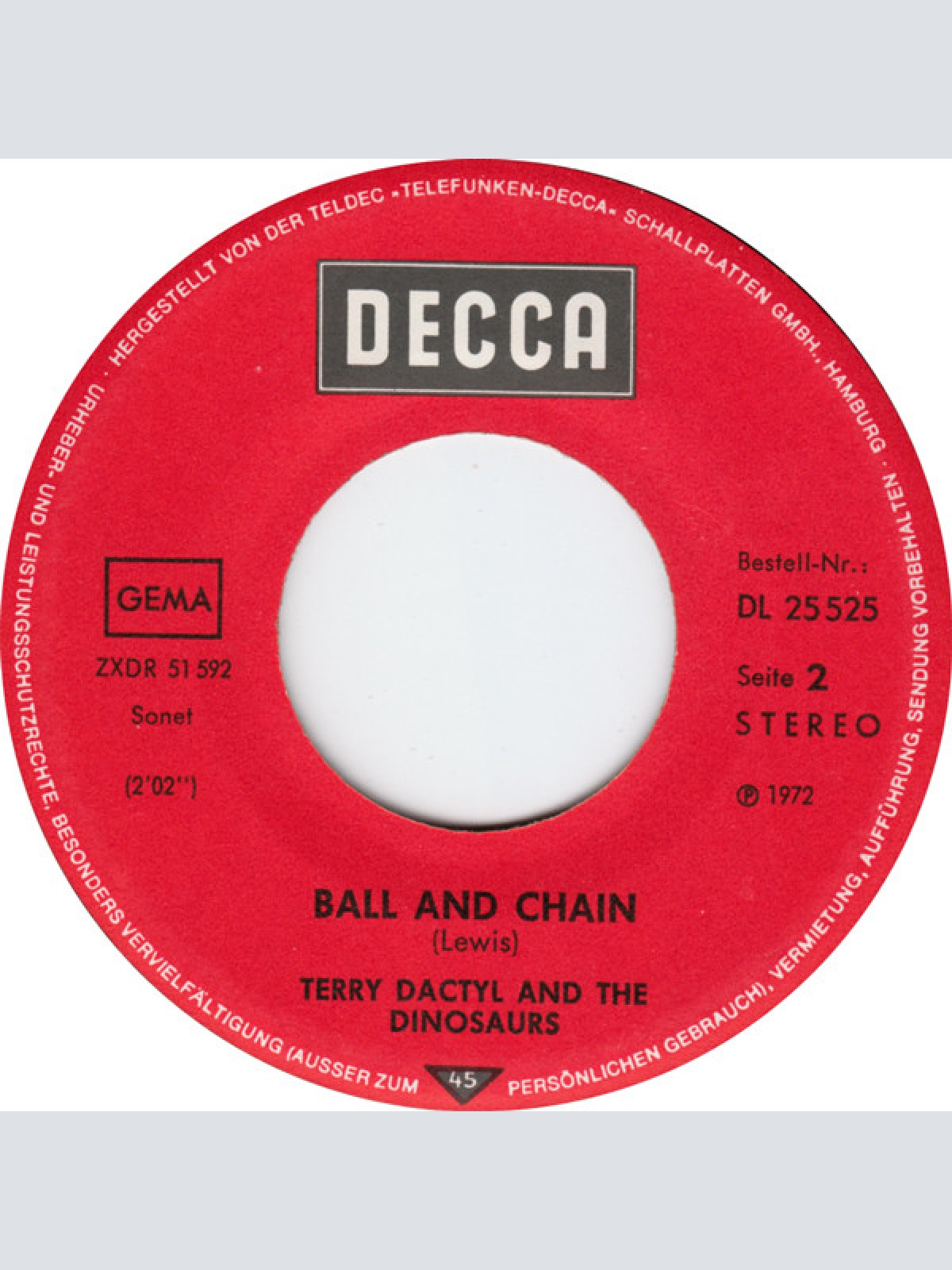 Vinyl / Terry Dactyl And The Dinosaurs - Sea Side Shuffle / Ball And Chain