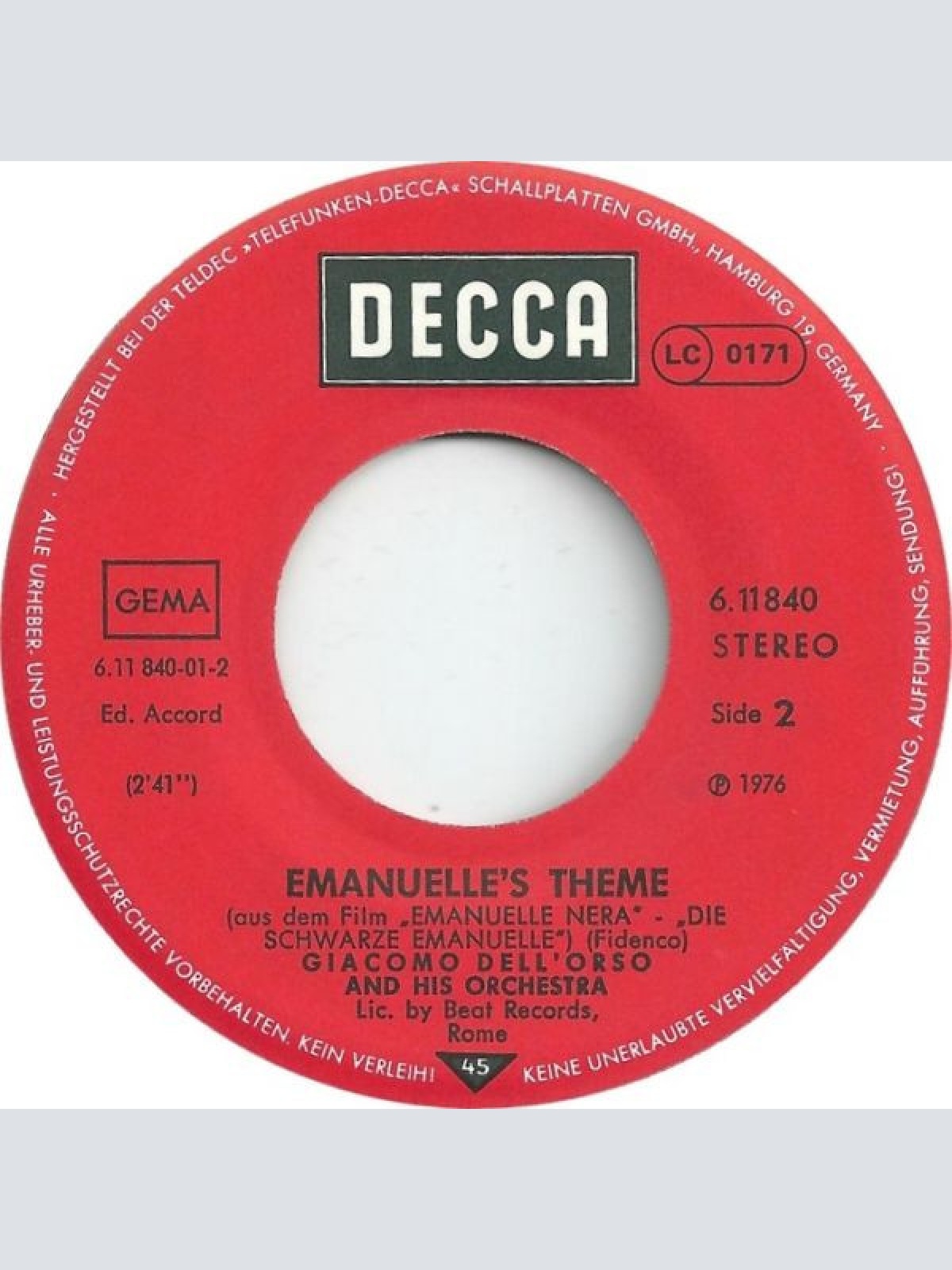 Vinyl / Bulldog (6) - Black Emanuelle (Original-Titelmelodie Aus Dem Film ”Emanuelle Nera” - Die Schwarze Emanuelle!)