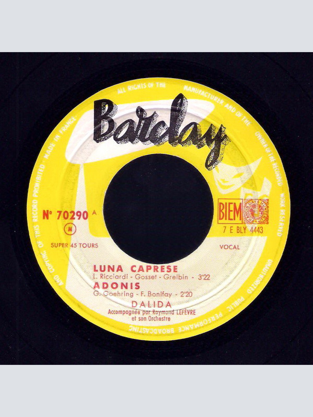 Vinyl / Dalida Accompagnée Par Raymond Lefèvre Et Son Orchestre* - Luna Caprese
