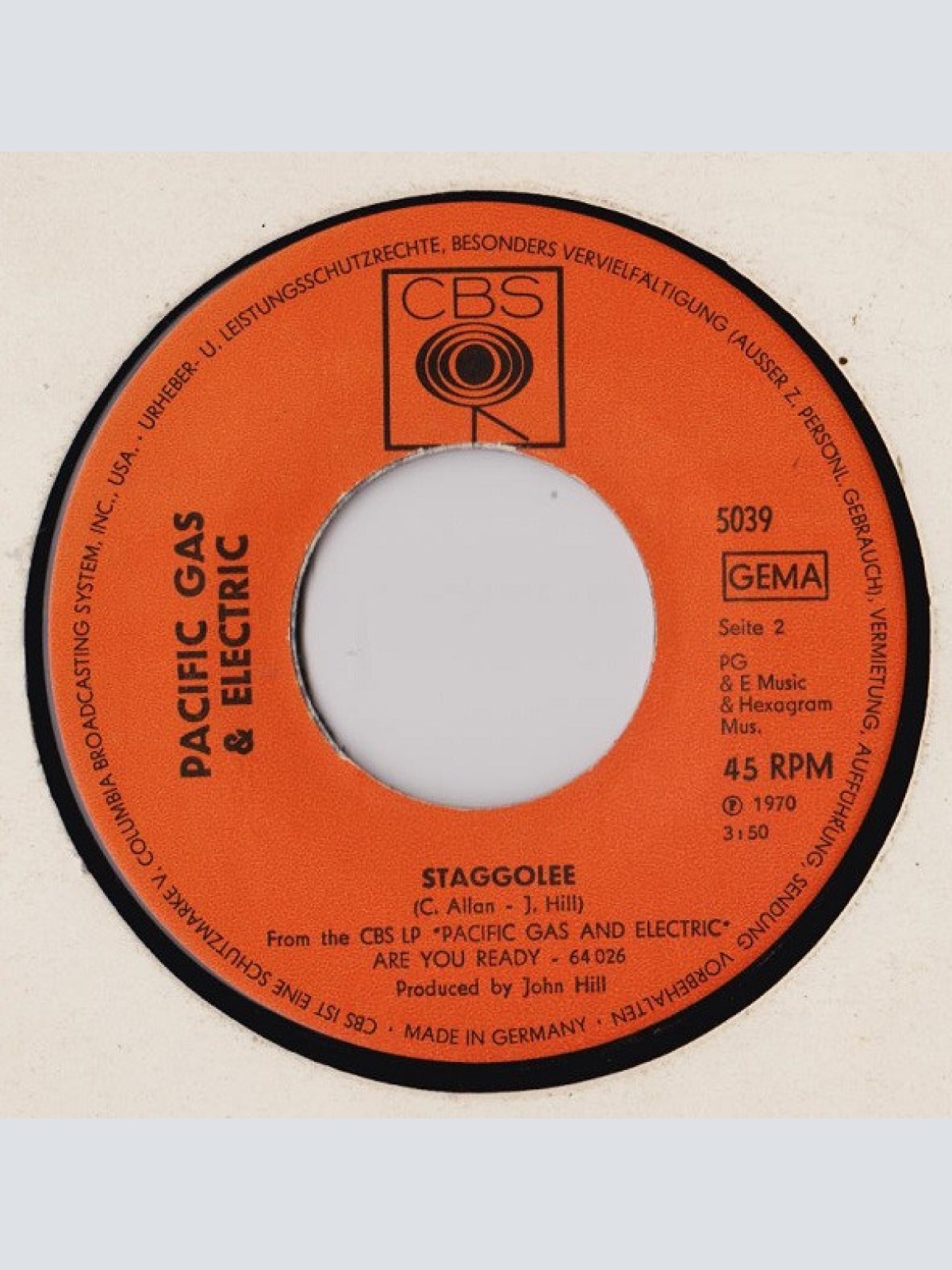 Vinyl / Pacific Gas & Electric - Are You Ready