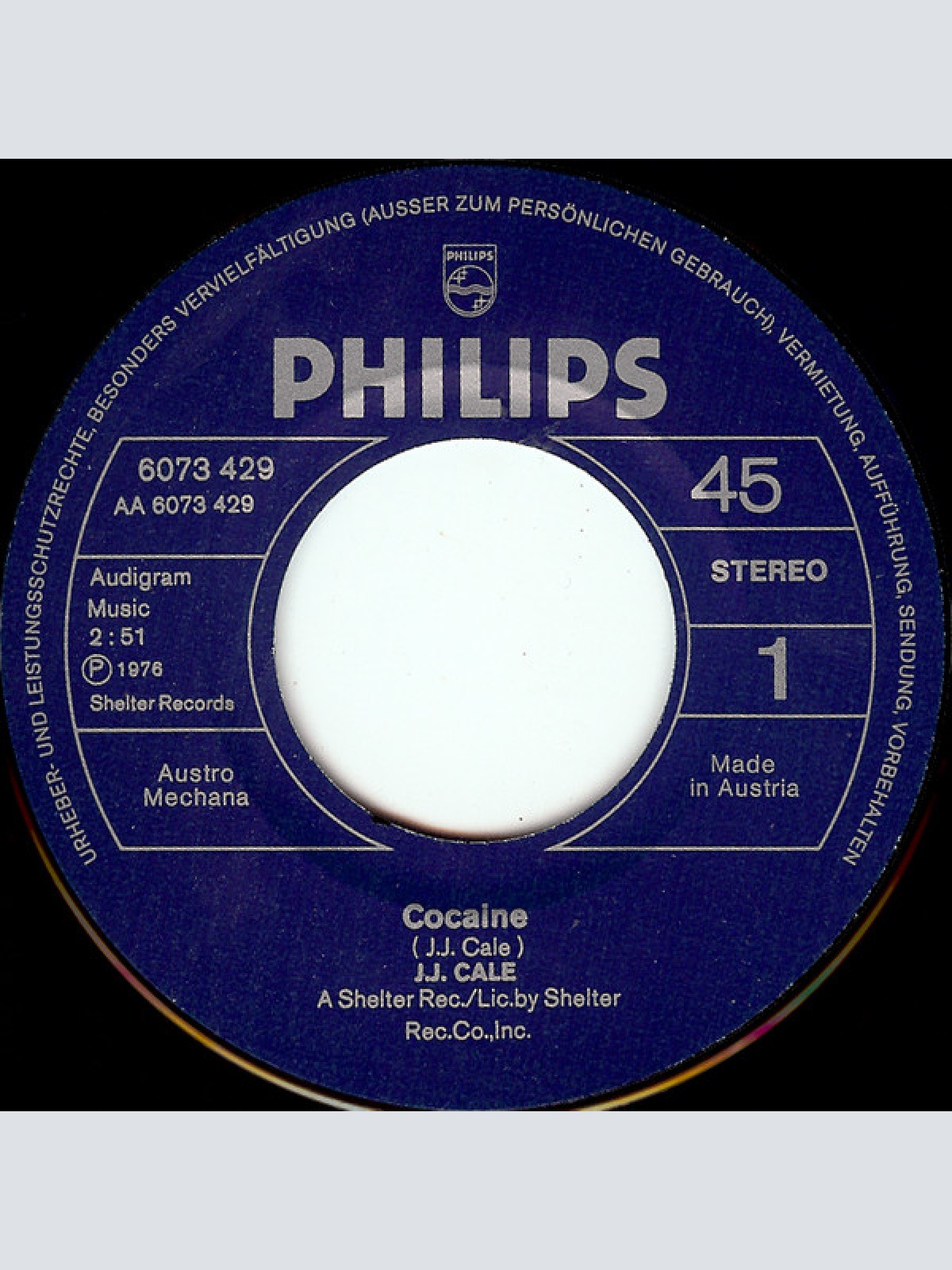 Vinyl / J.J. Cale - Cocaine / I'm A Gypsy Man