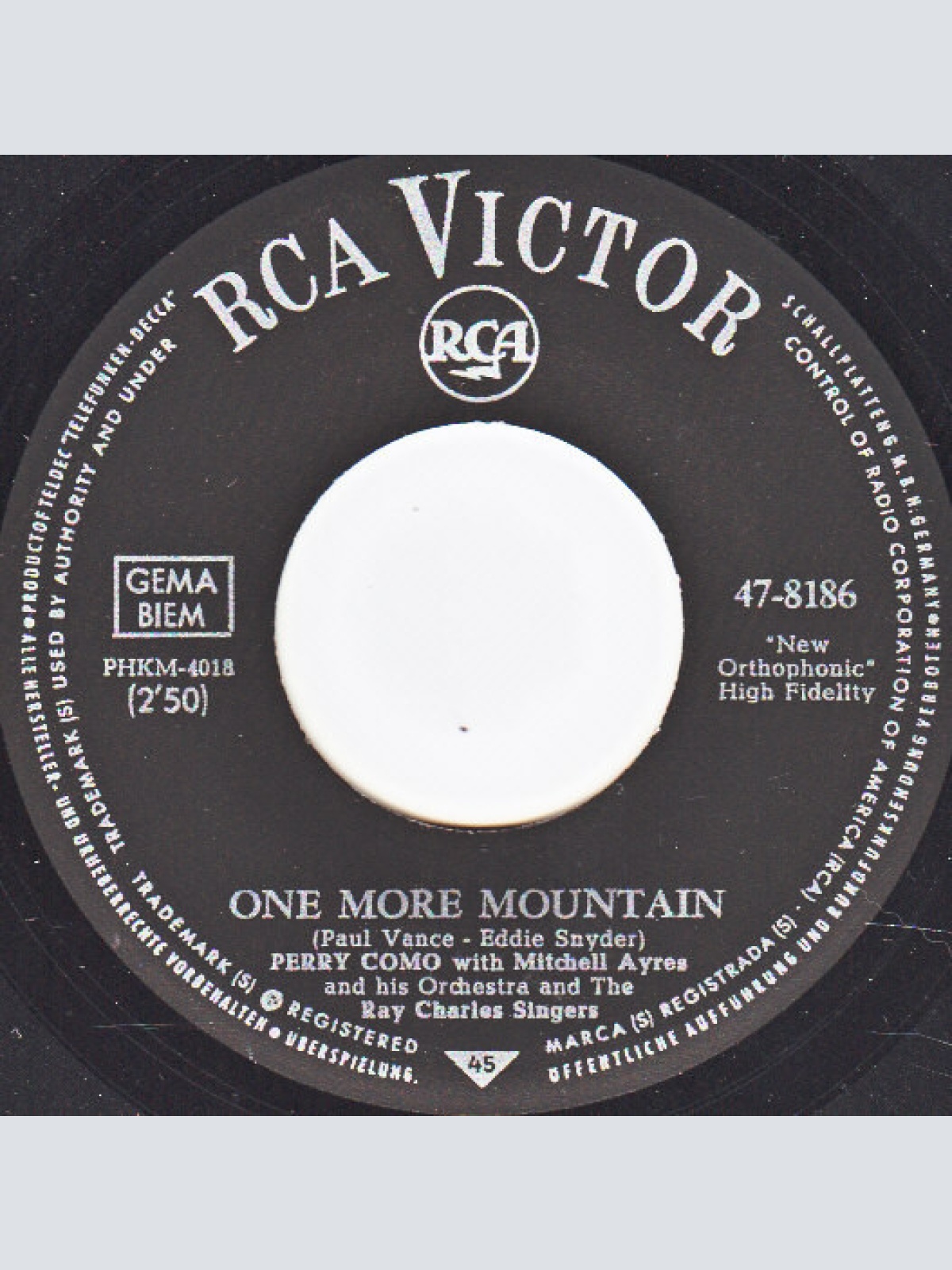 Vinyl / Perry Como - (I Love You) Don't You Forget It / One More Mountain