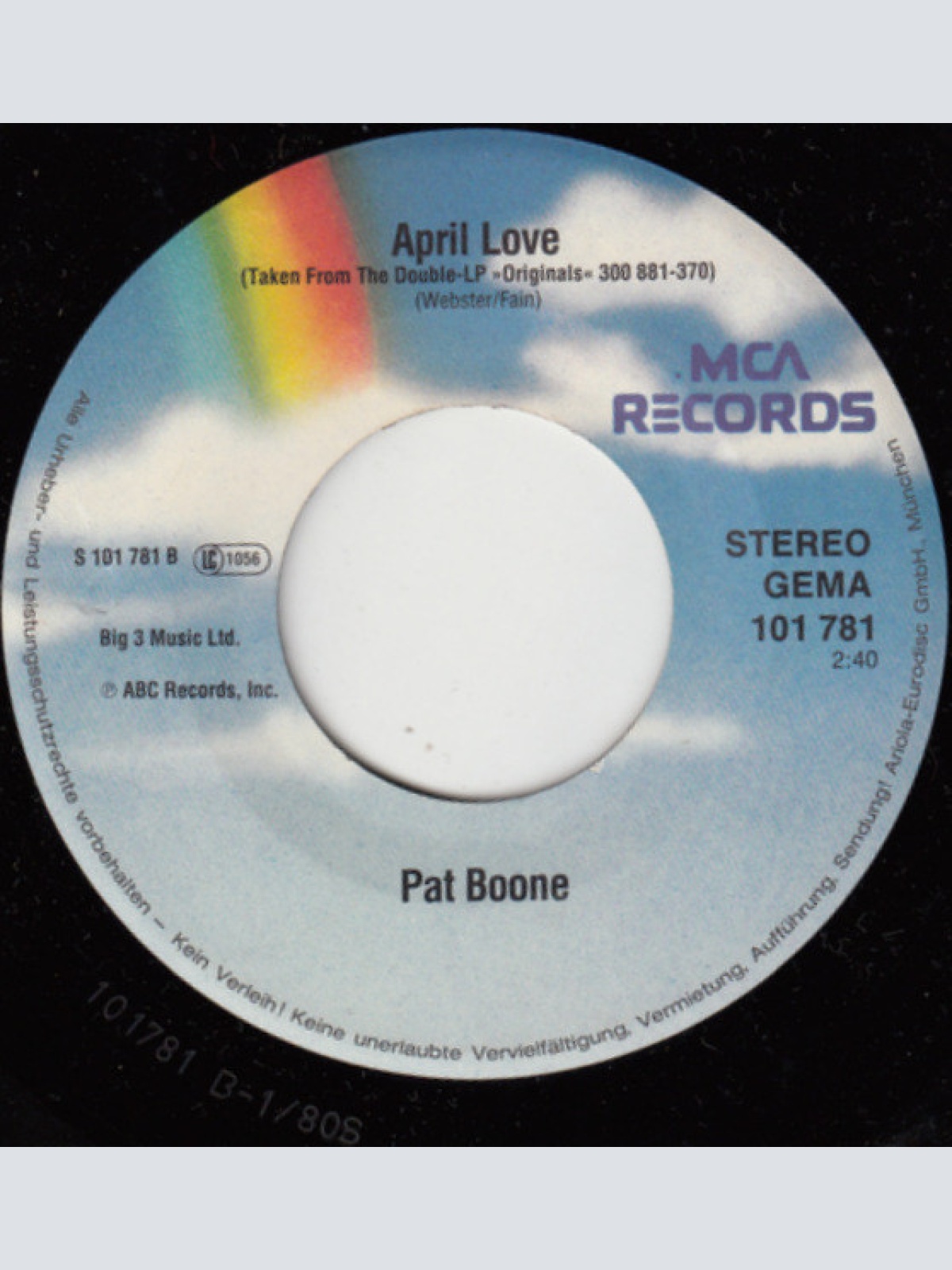 Vinyl / Pat Boone - Love Letters In The Sand / April Love