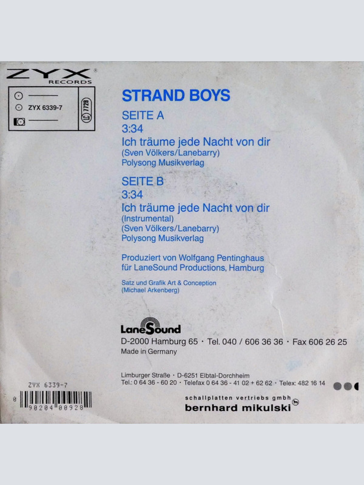 Vinyl / Strand Boys - Ich Träume Jede Nacht Von Dir
