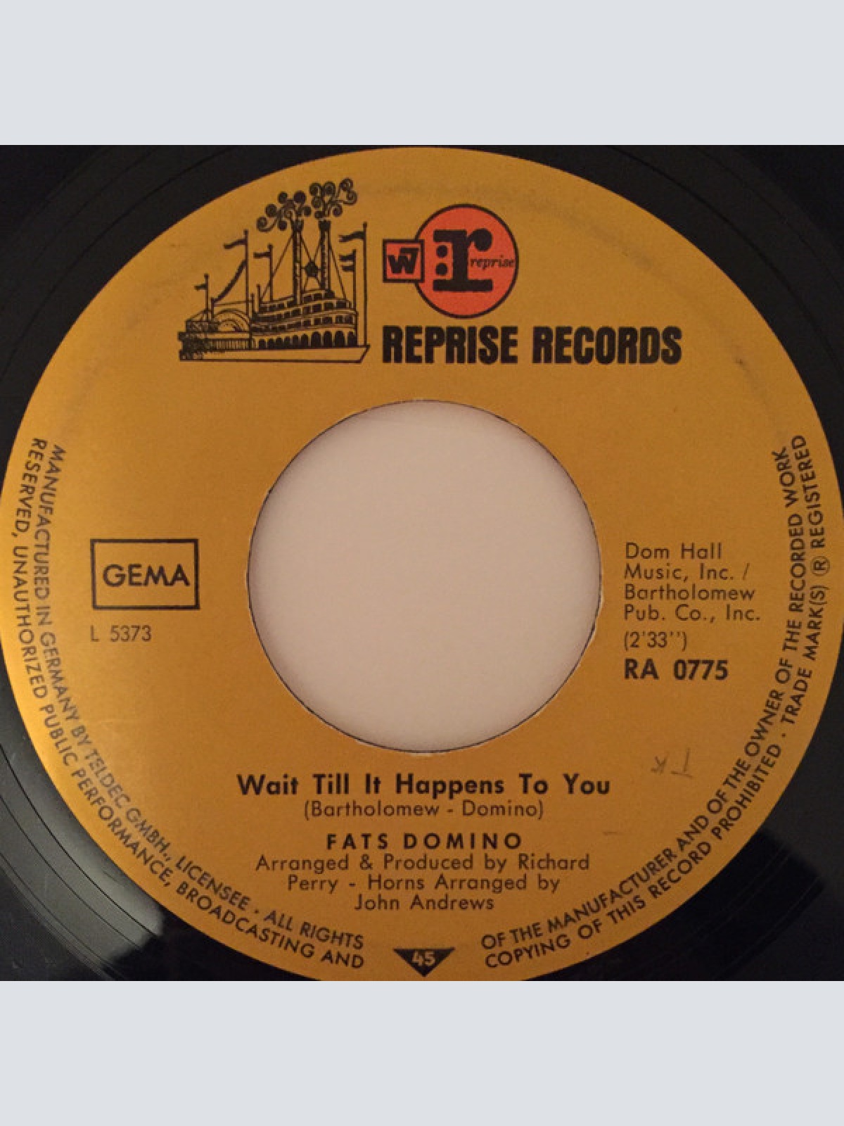 Vinyl / Fats Domino - Lovely Rita / Wait Till It Happens To You