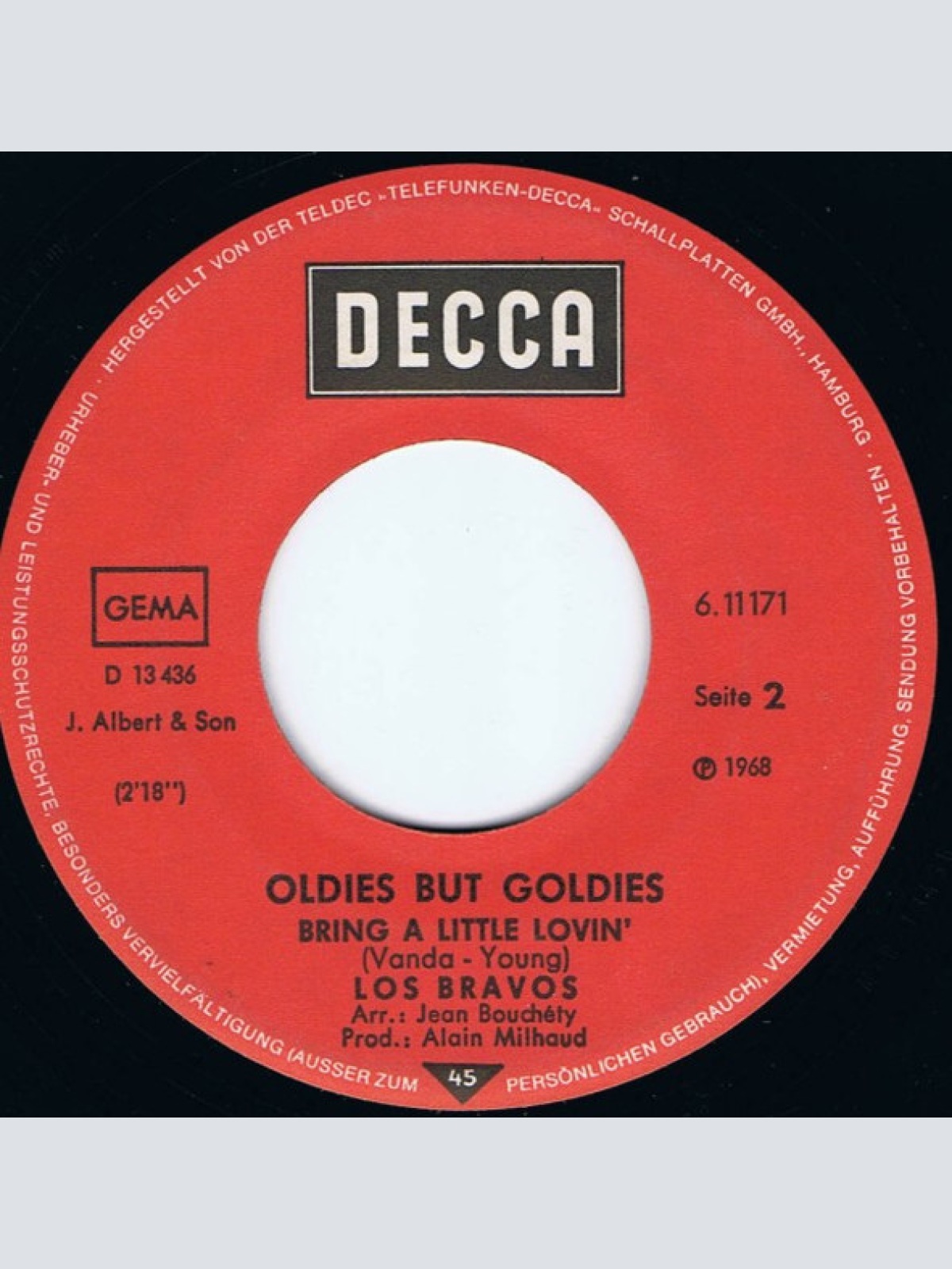 Vinyl / Los Bravos - Black Is Black / Bring A Little Lovin'