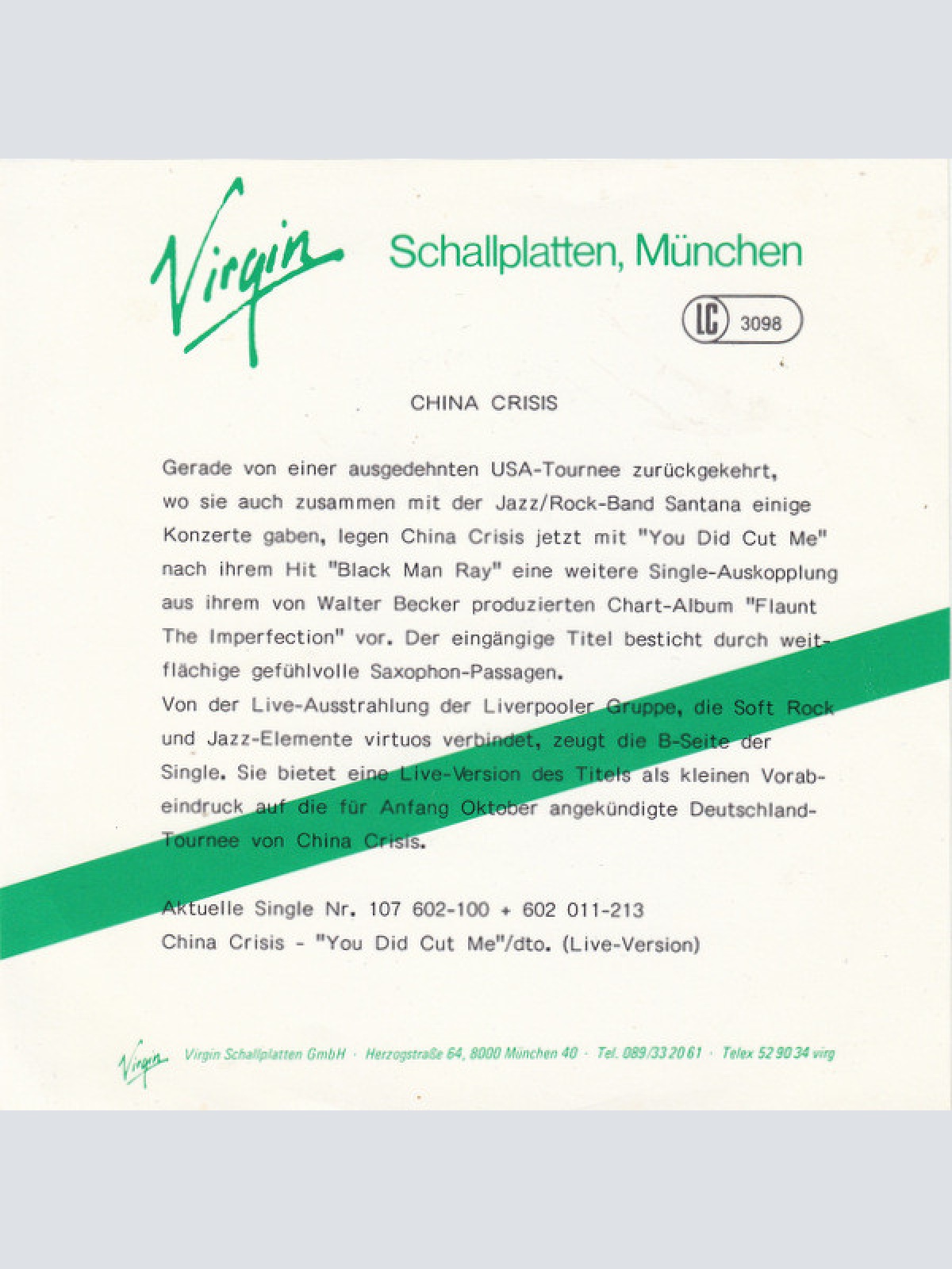 Vinyl / China Crisis - You Did Cut Me