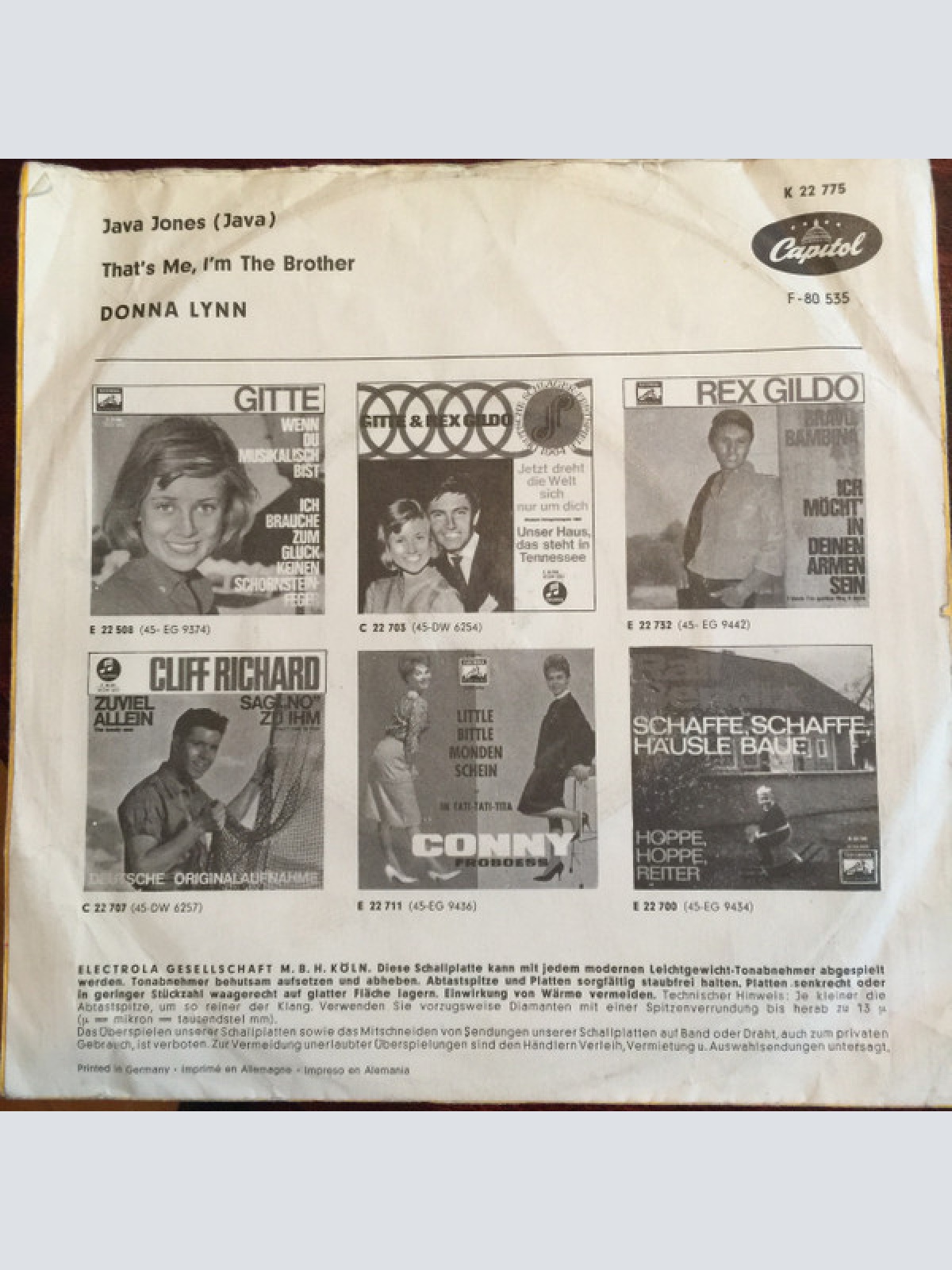 Vinyl / Donna Lynn - Java Jones / That's Me, I'm The Brother