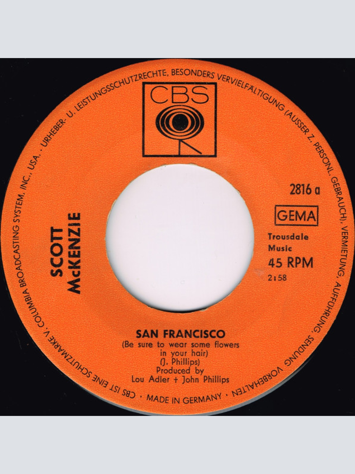 Vinyl / Scott McKenzie - San Francisco (Be Sure To Wear Some Flowers In Your Hair)