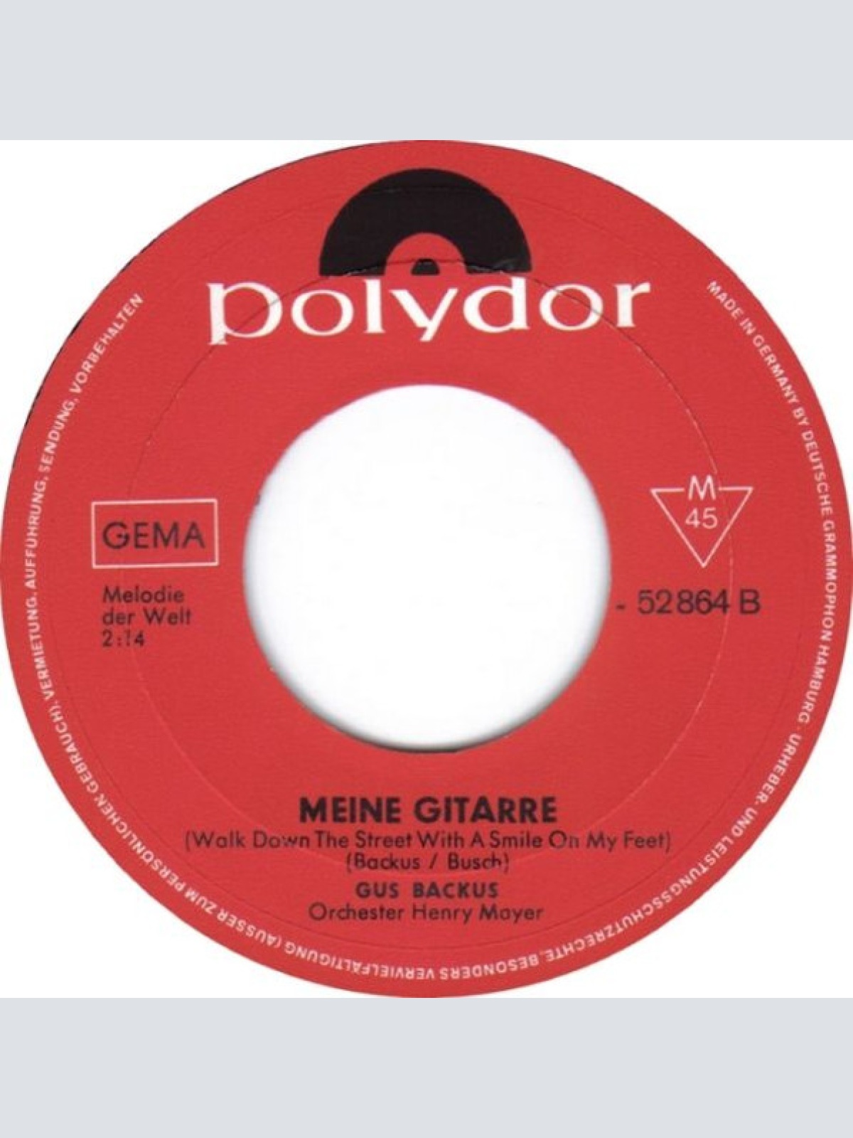 Vinyl / Gus Backus - Ein Koffer Voller Souvenirs Aus Germany