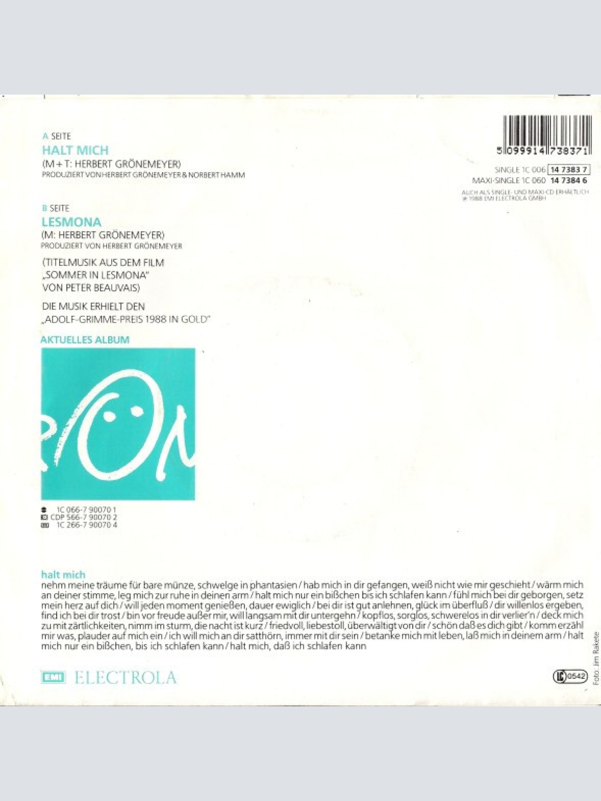 Vinyl / Herbert Grönemeyer - Halt Mich