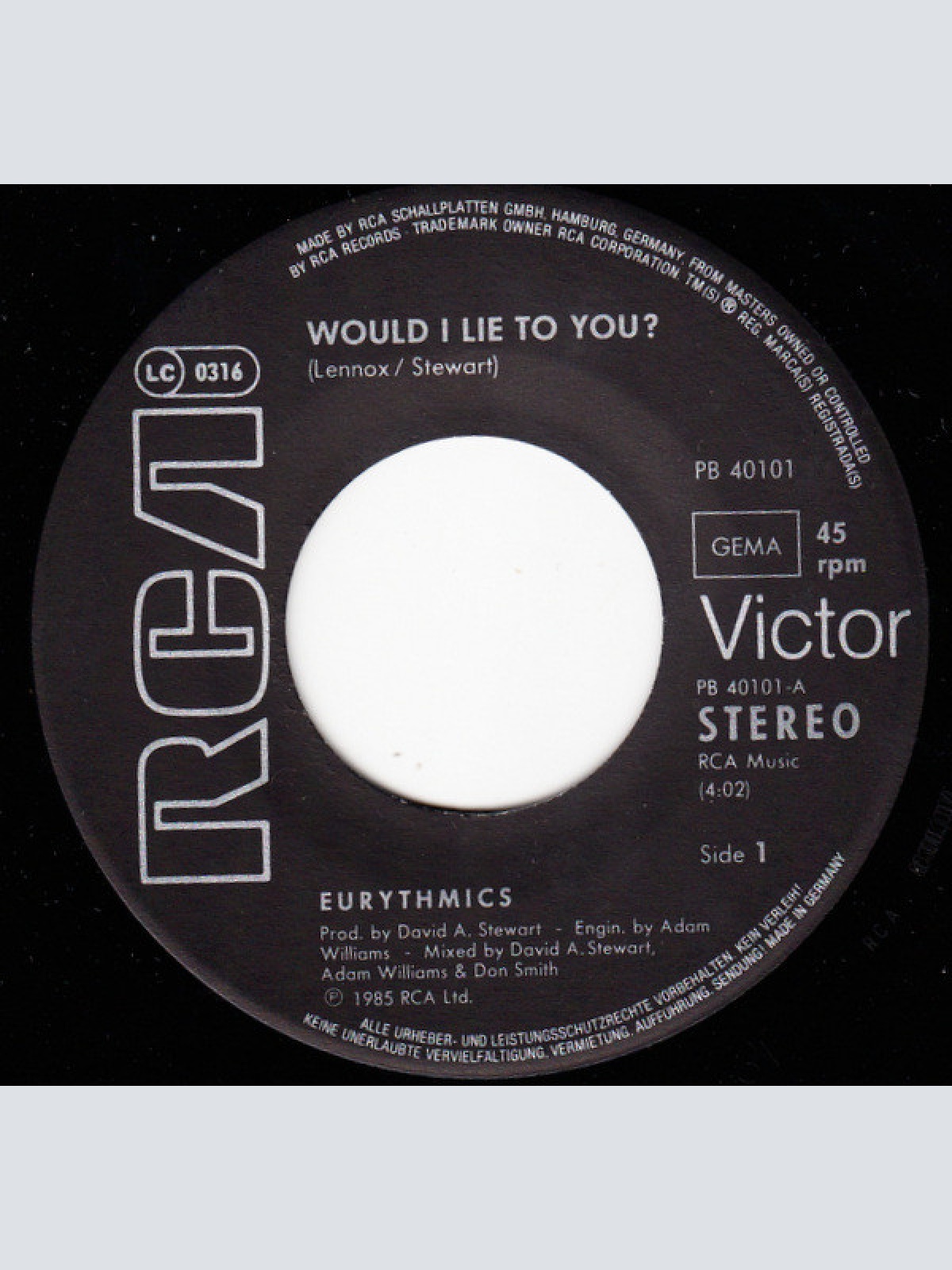 Vinyl / Eurythmics - Would I Lie To You?