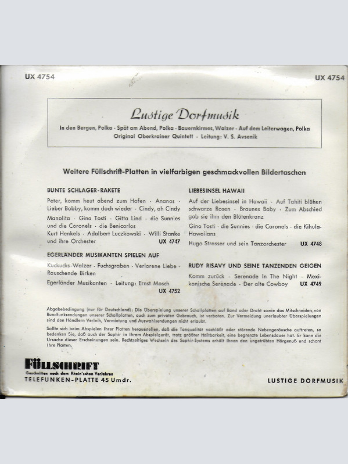 Vinyl / Original Oberkrainer Quintett* - Lustige Dorfmusik
