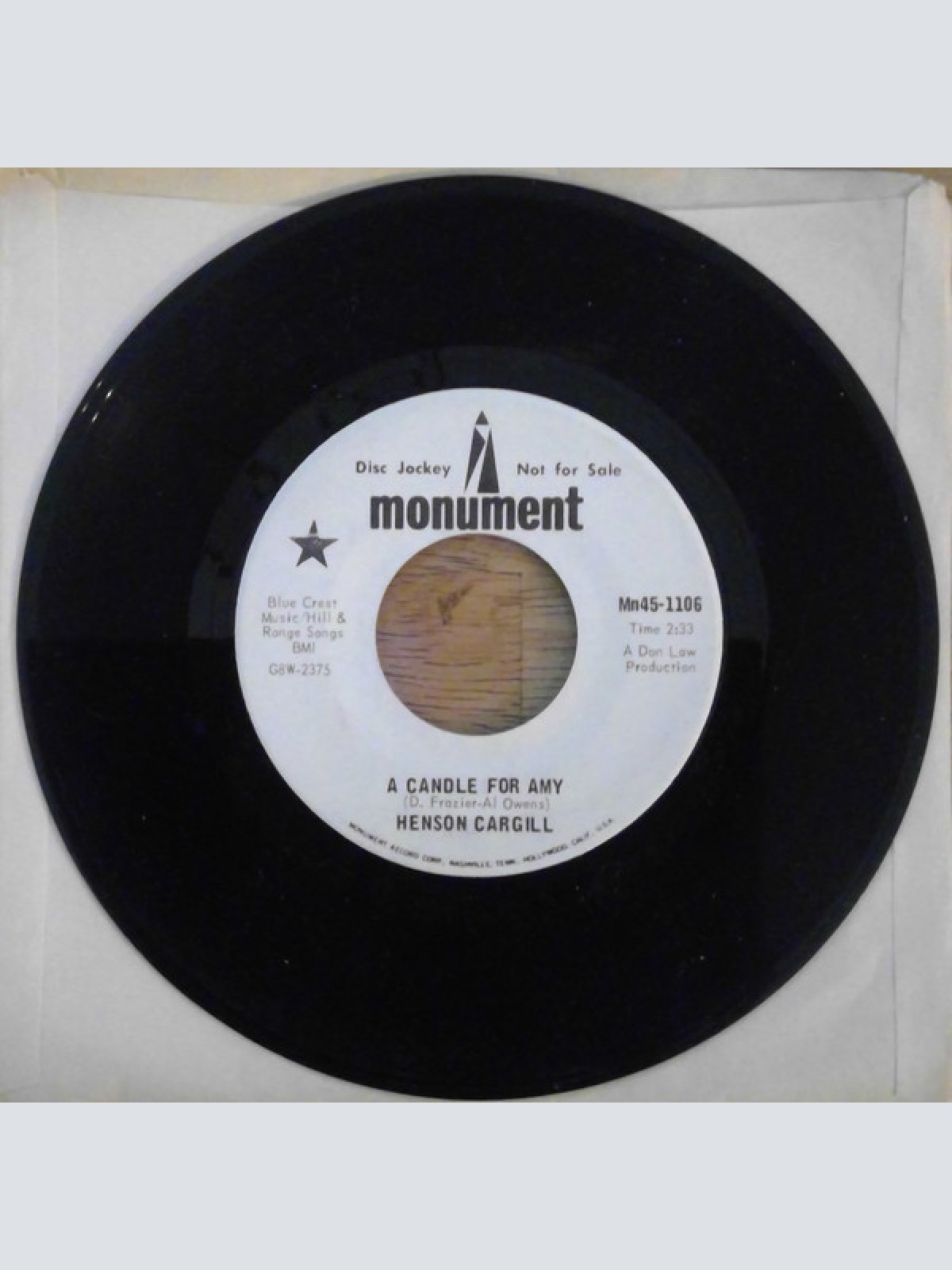 Vinyl / Henson Cargill - A Candle For Amy / Wild Flower