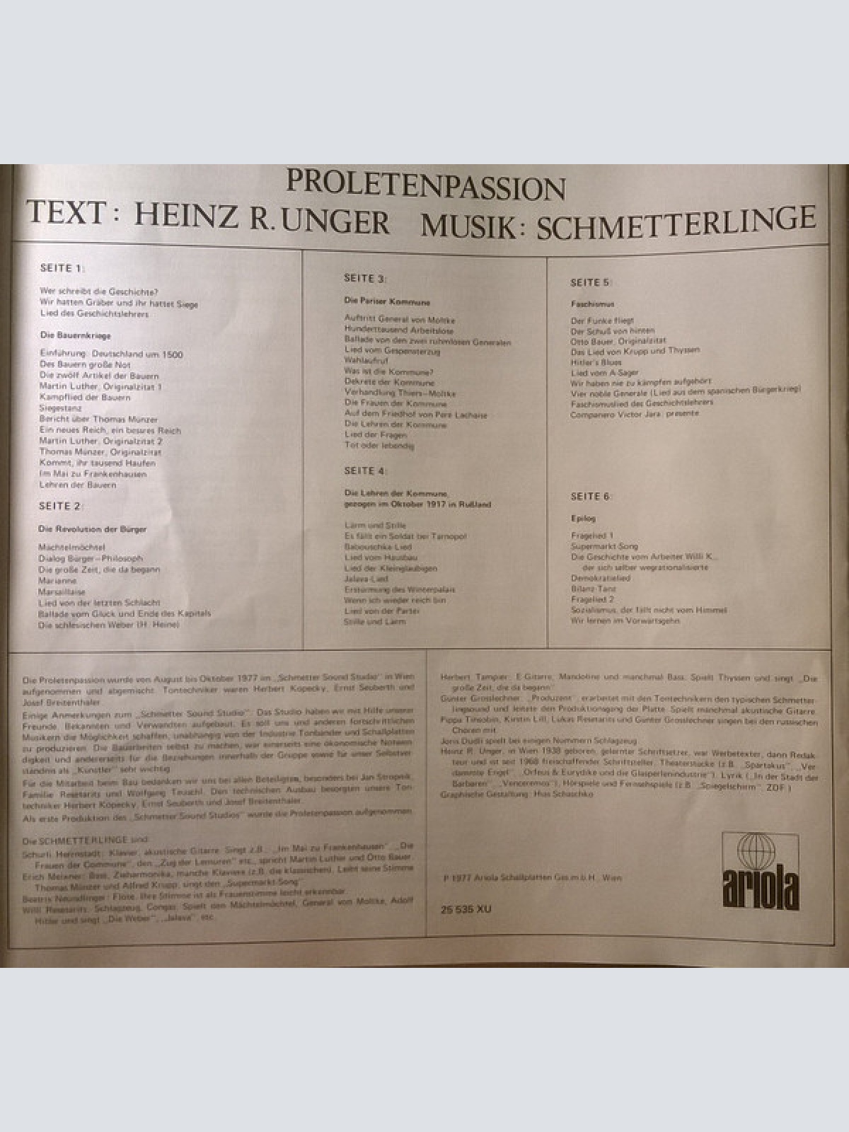 Vinyl / Schmetterlinge - Proletenpassion