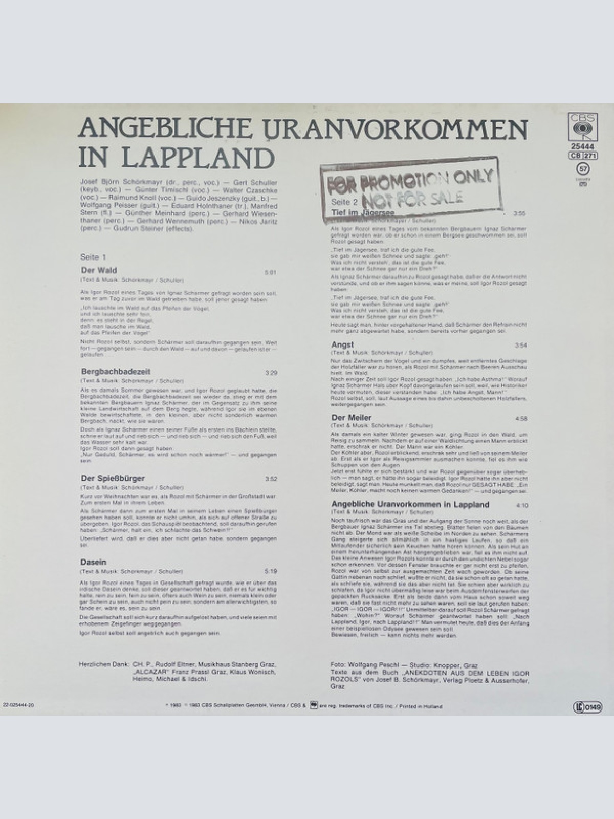 Vinyl / Schörkmayr's Band - Angebliche Uranvorkommen In Lappland