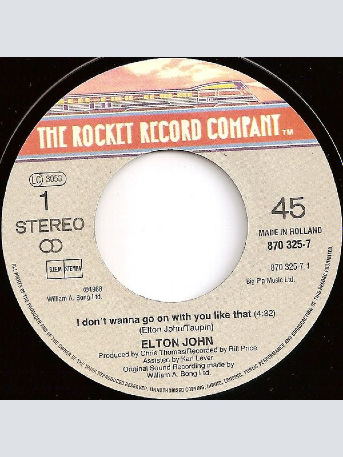 Vinyl / Elton John - I Don't Wanna Go On With You Like That