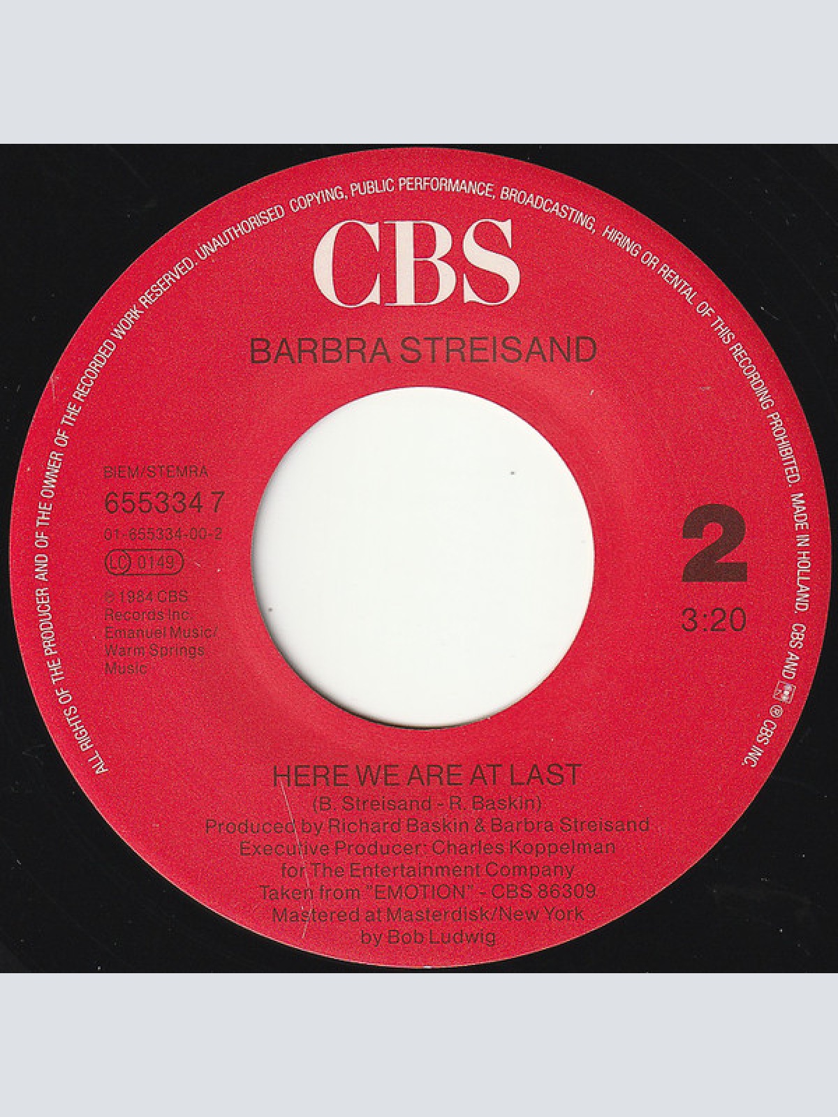 Vinyl / Barbra Streisand - We're Not Makin' Love Anymore