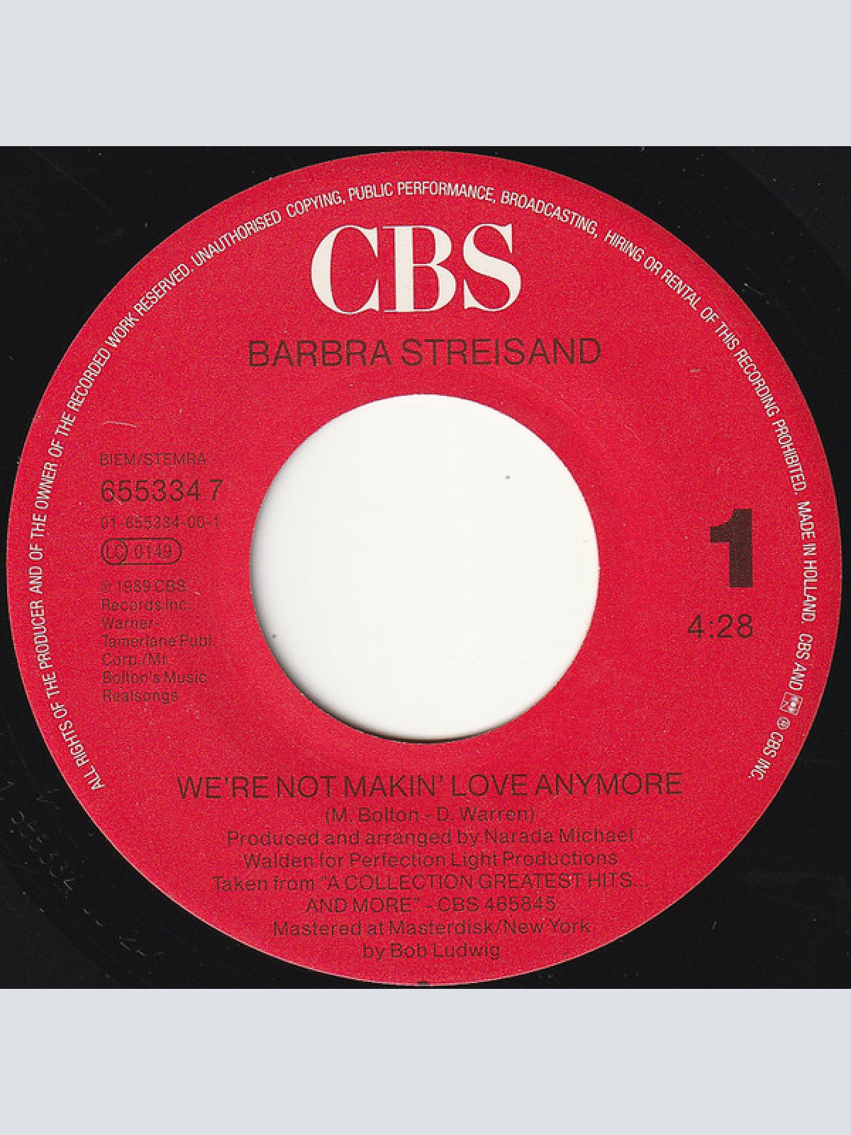 Vinyl / Barbra Streisand - We're Not Makin' Love Anymore