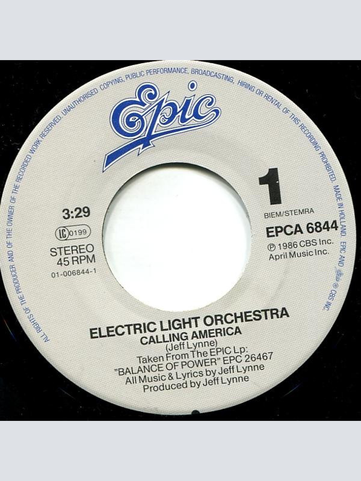 Vinyl / Electric Light Orchestra - Calling America