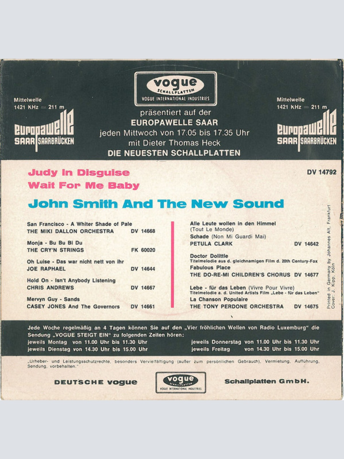 Vinyl / John Smith And The New Sound - Judy In Disguise
