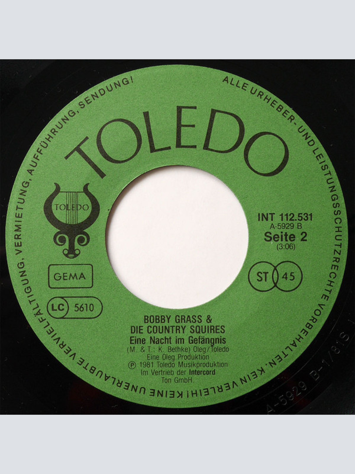 Vinyl / Bobby Grass & Die Country Squires - Immer Unterwegs / Eine Nacht Im Gefängnis