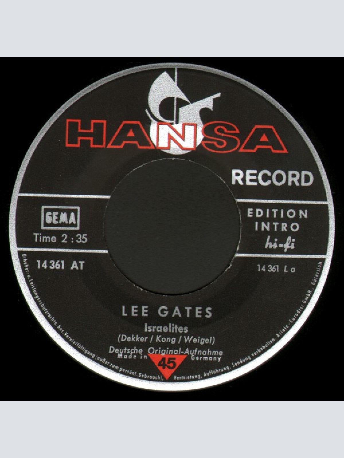 Vinyl / Lee Gates - Israelites (Deutsche Original-Aufnahme)