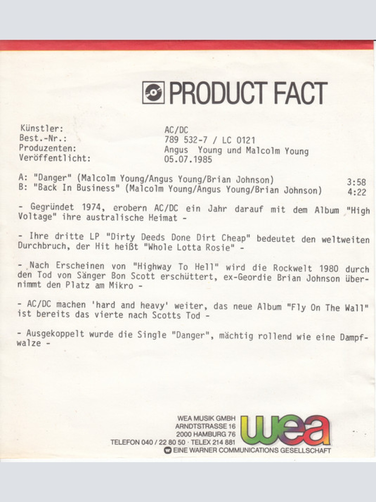 Vinyl / AC/DC - Danger