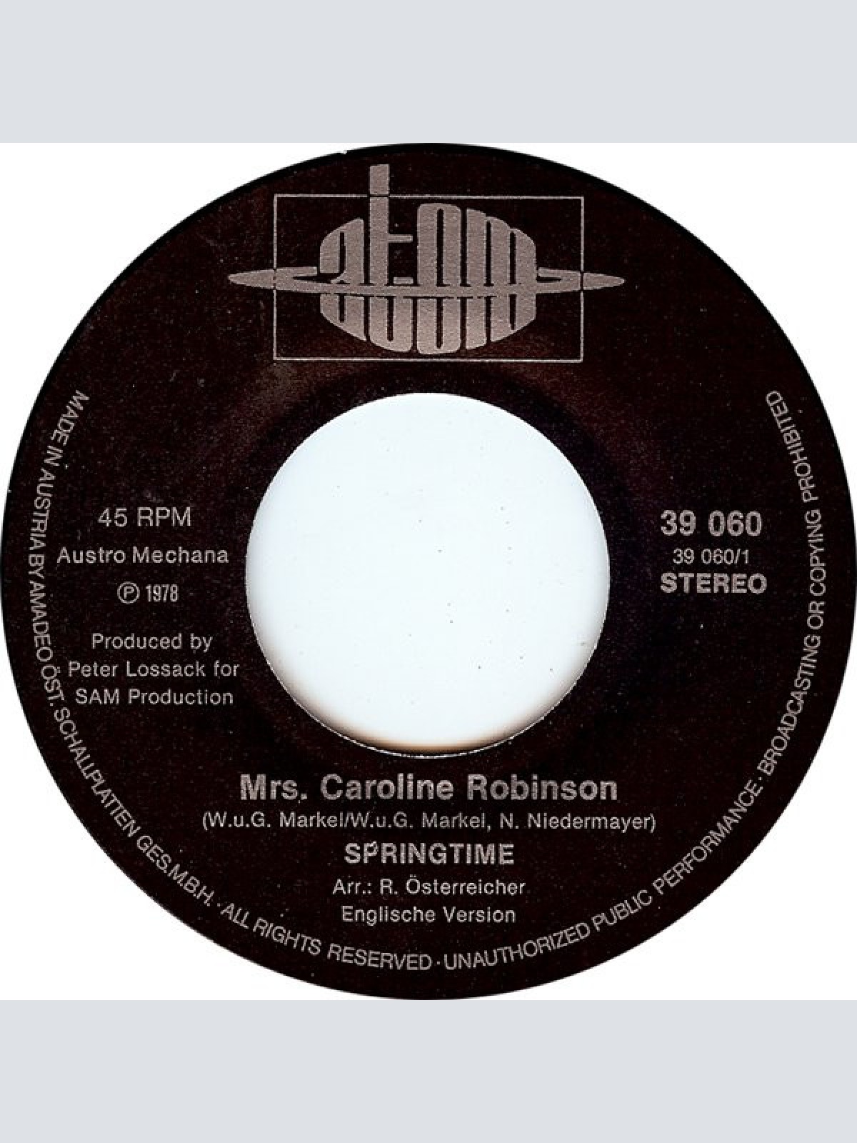 Vinyl / Springtime (3) - Mrs. Caroline Robinson