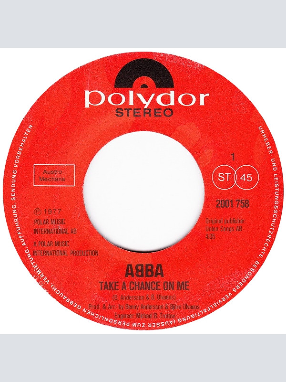Vinyl / ABBA - Take A Chance On Me / I'm A Marionette
