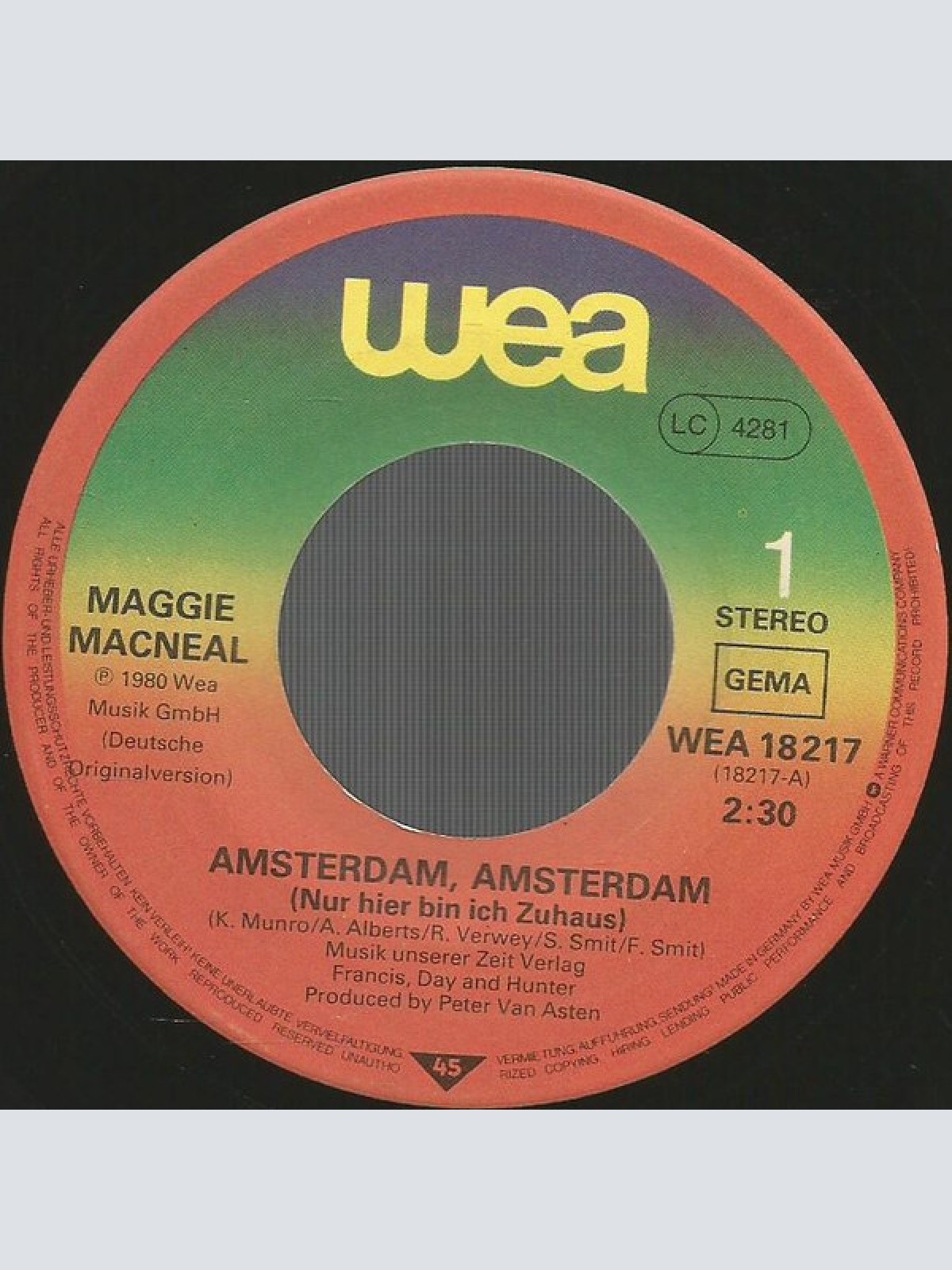 Vinyl / Maggie MacNeal - Amsterdam, Amsterdam (Nur Da Bin Ich Zuhaus)