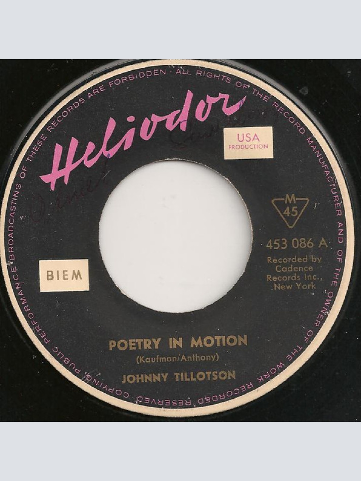 Vinyl / Johnny Tillotson - Poetry In Motion