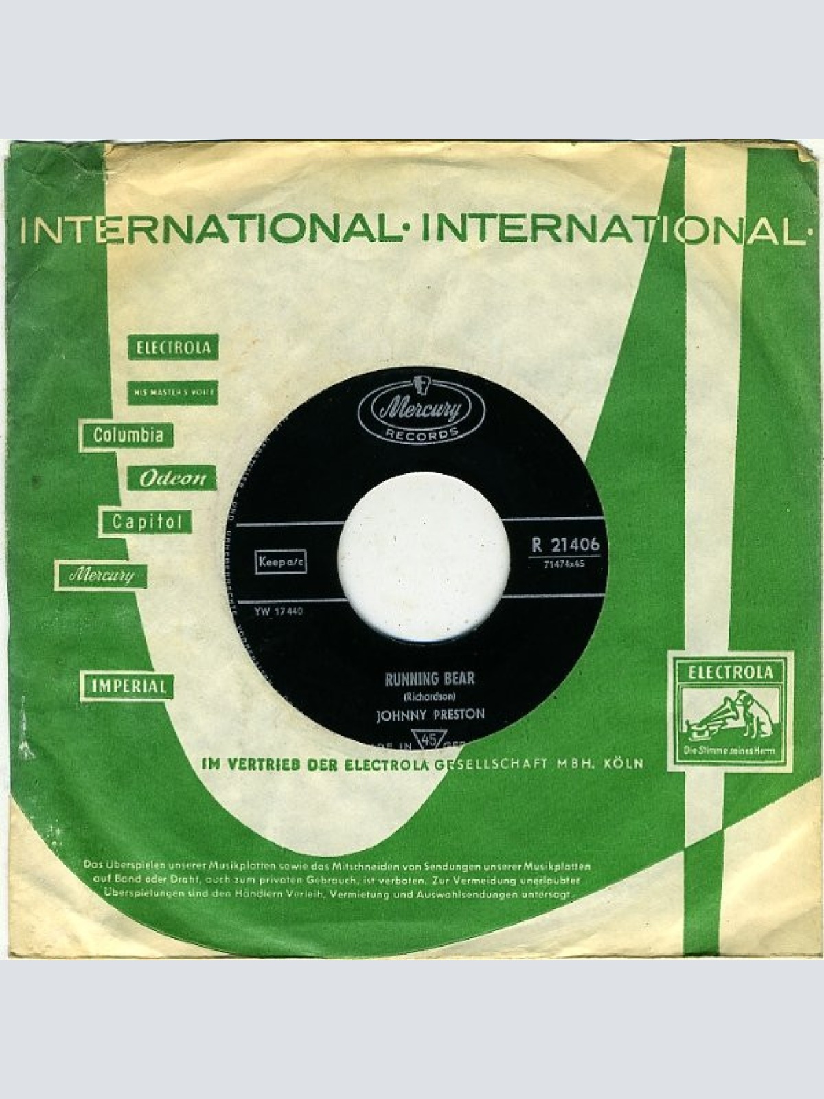 Vinyl / Johnny Preston - Running Bear / My Heart Knows