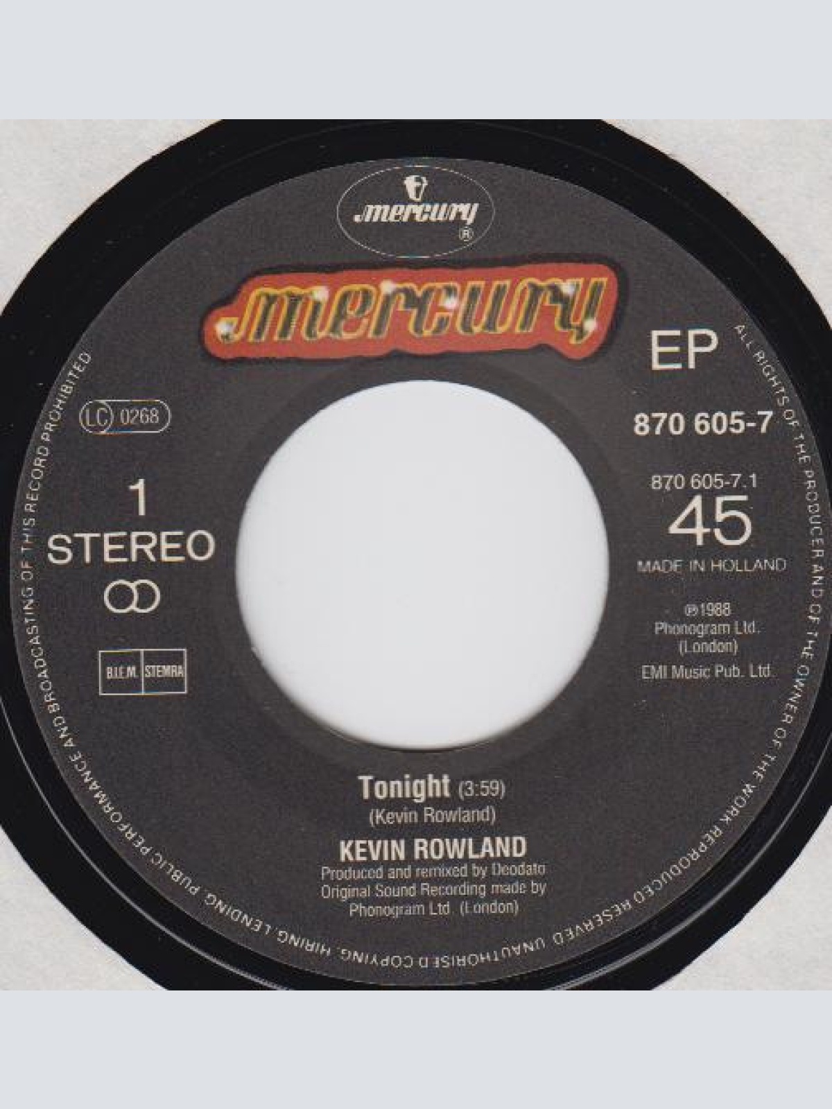 Vinyl / Kevin Rowland - Tonight