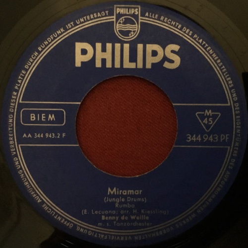 Vinyl / Benny de Weille - Miramar (Jungle Drums) / Herr Lichtenstein (Armen‘s Theme)