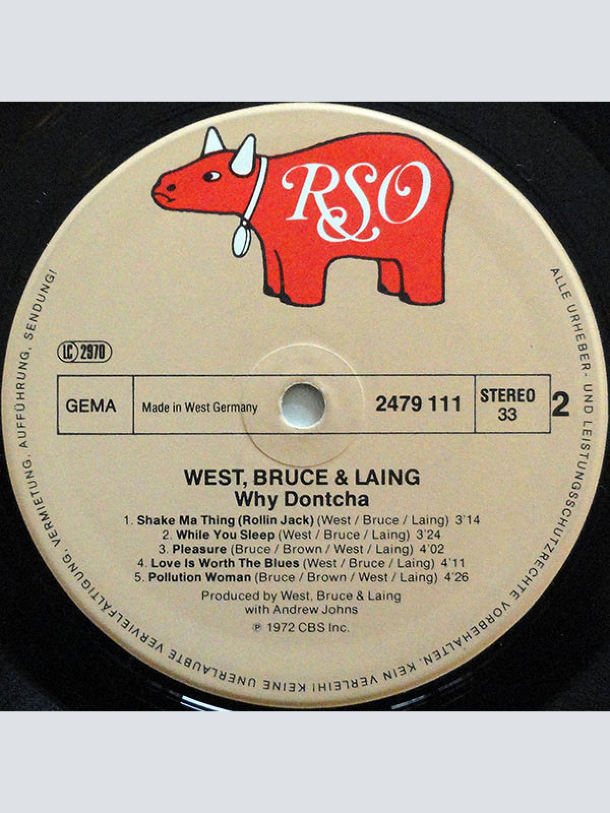 Vinyl / West, Bruce & Laing - Why Dontcha