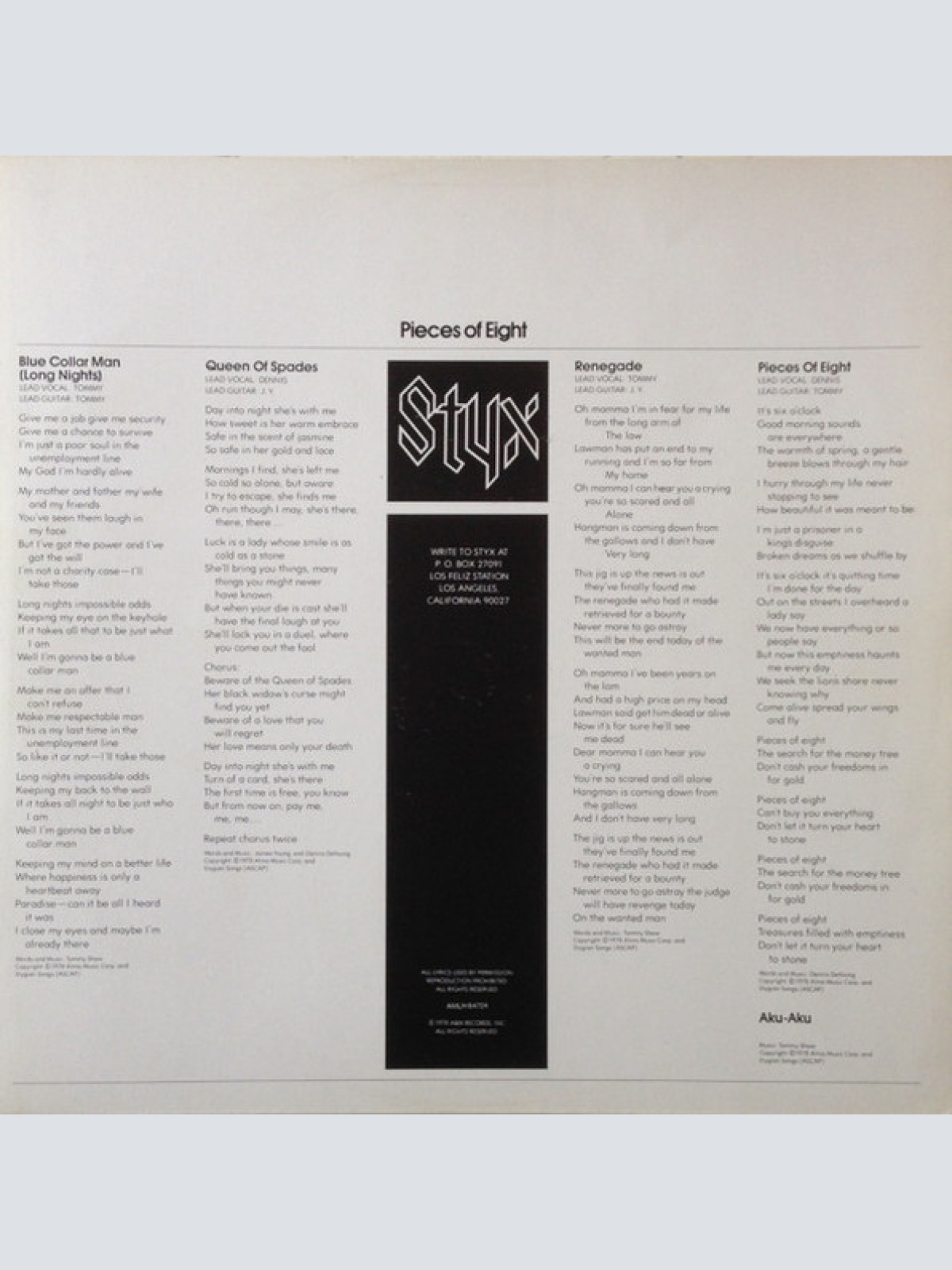 Vinyl / Styx - Pieces Of Eight