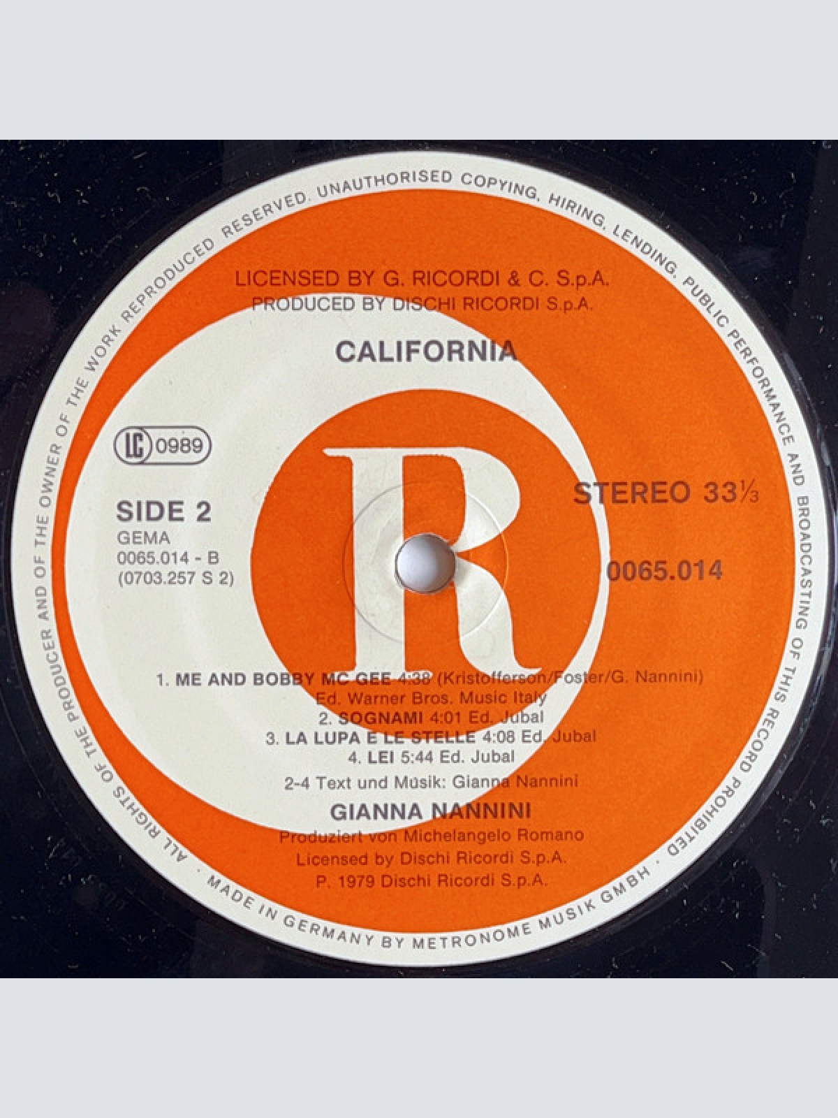 Vinyl / Gianna Nannini - California