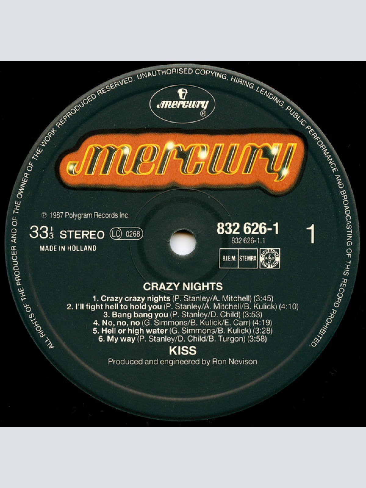 Vinyl / Kiss - Crazy Nights