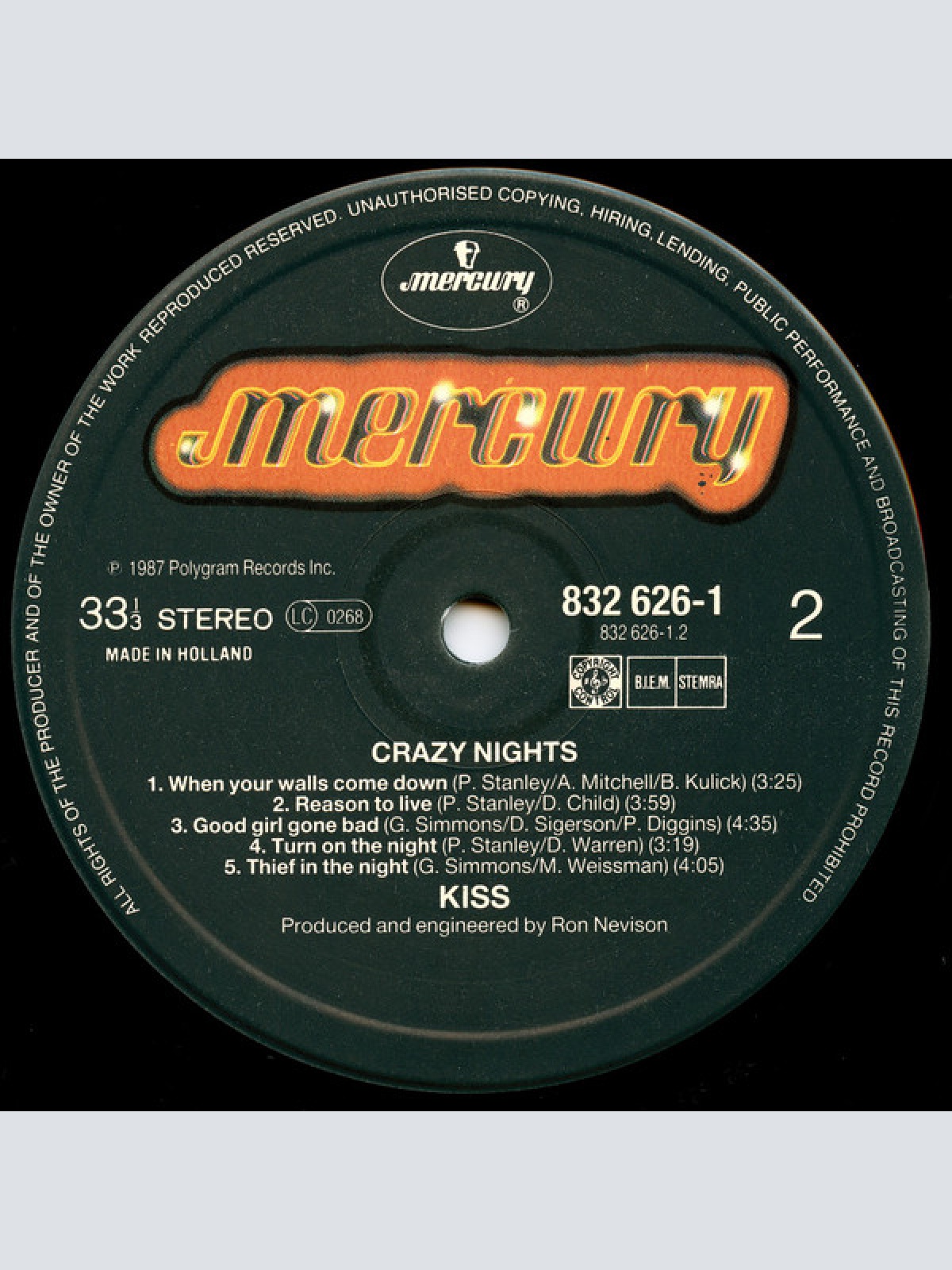 Vinyl / Kiss - Crazy Nights