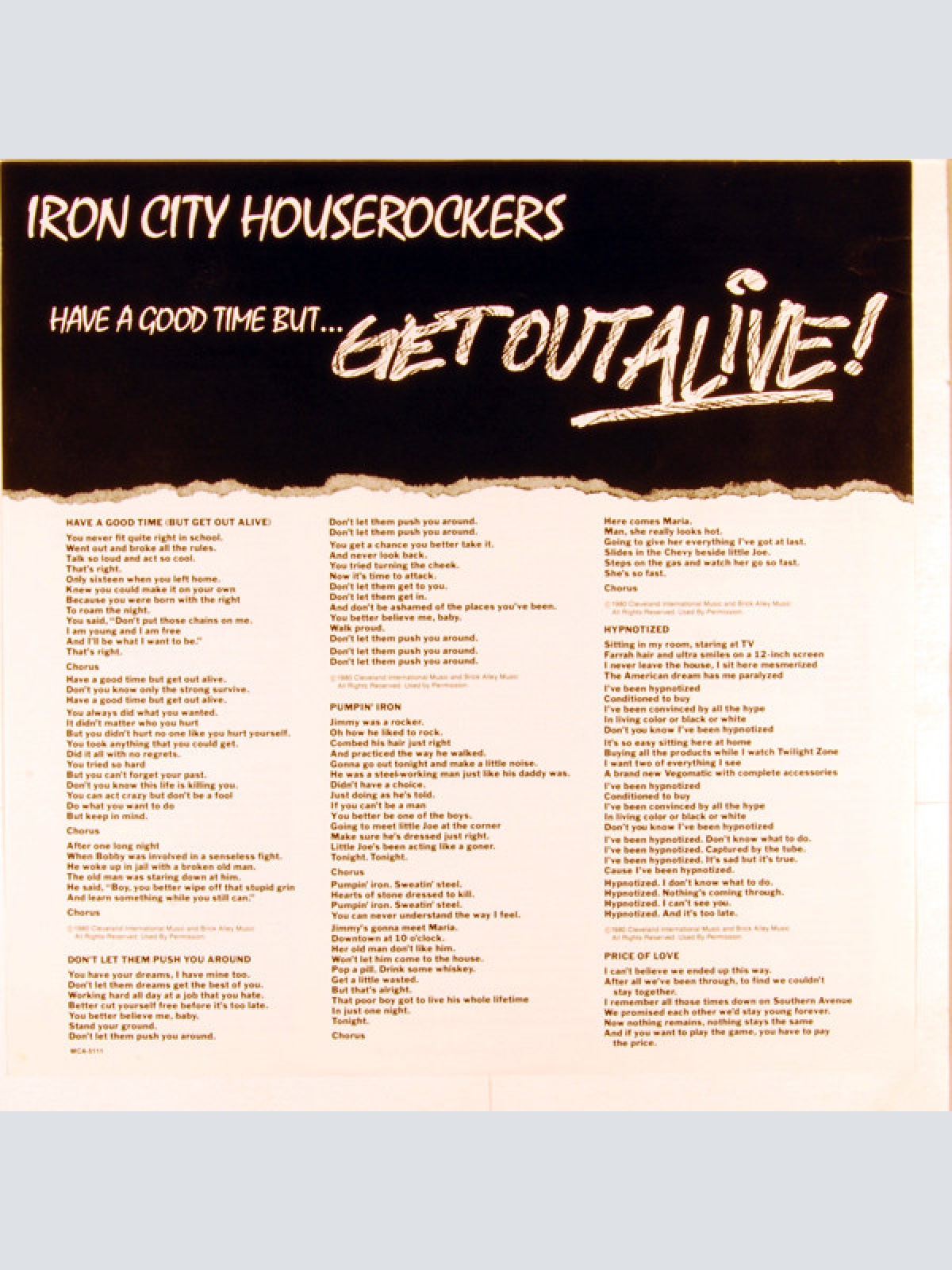 Vinyl / Iron City Houserockers - Have A Good Time (But Get Out Alive)