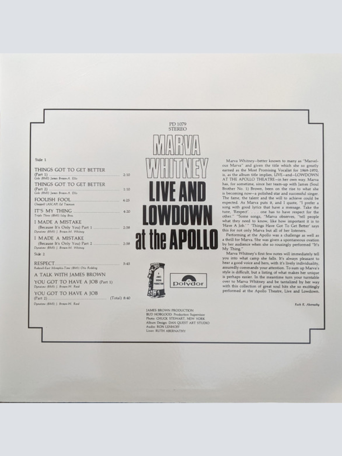 Vinyl / Marva Whitney - Live And Lowdown At The Apollo